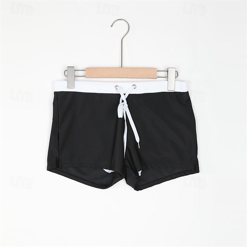 Men's Board Shorts Swim Shorts Swim Trunks Swim Briefs Drawstring Elastic Waist Zipper Pocket Solid Color Breathable Quick Dry Short Casual Daily Beach Fashion Classic Style ArmyGreen Black 2025 - $12.99 –P11