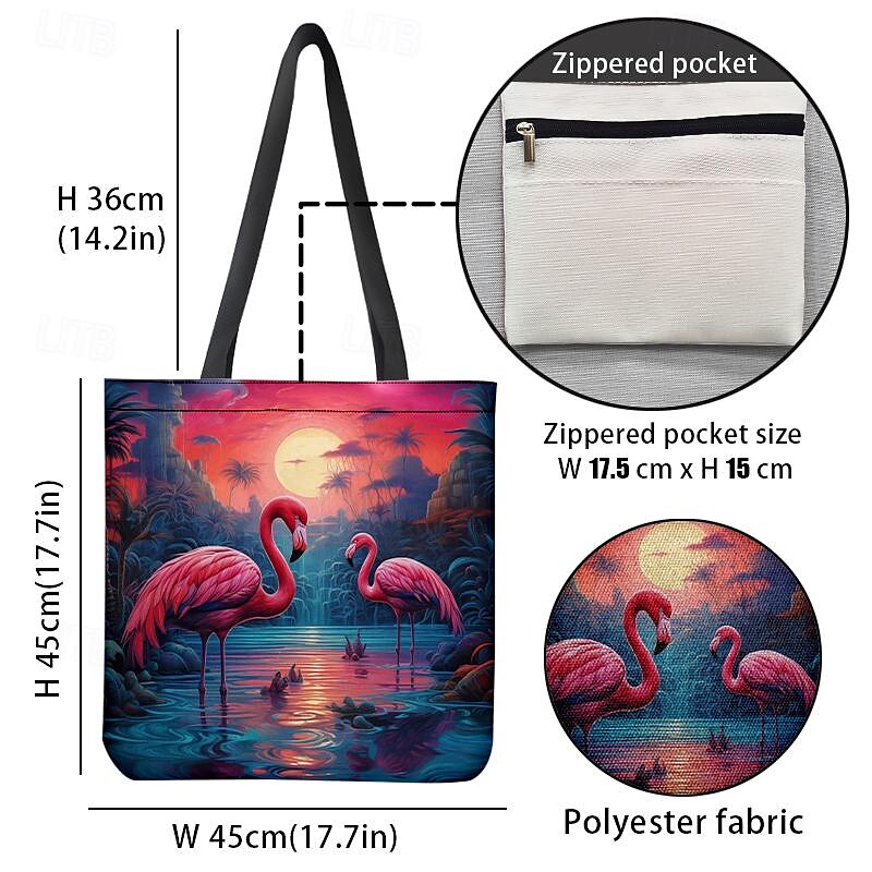 Mujer Bolso Tote Bolsa de hombro Bolsa de lona Poliéster De Compras Diario Festivos Impresión Gran Capacidad Plegable Ligero Flamenco Rojo claro Azul Fucsia 2025 - $19.99 –P7