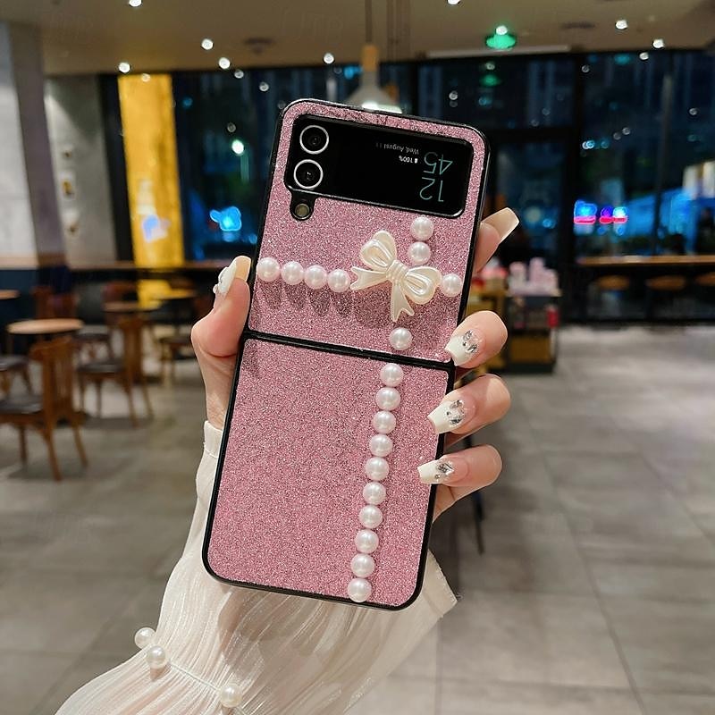 Phone Case For Samsung Galaxy Z Flip 7 Z Flip 6 Z Flip 5 Z Flip 4 Z Flip 3 for Women Girl Bling Glitter Shiny Shockproof Bow tie TPU 2025 - $13.99 –P5