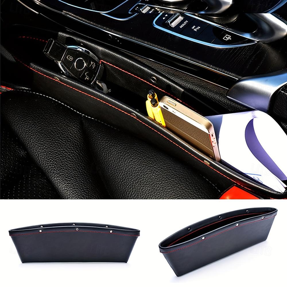 Organizador de espaço para assento de carro, caixa de armazenamento de couro pu à prova d'água para carro, bolso lateral de couro de ajuste universal para carteira móvel, moedas e acessórios de de 2026 por $8.99 –P3