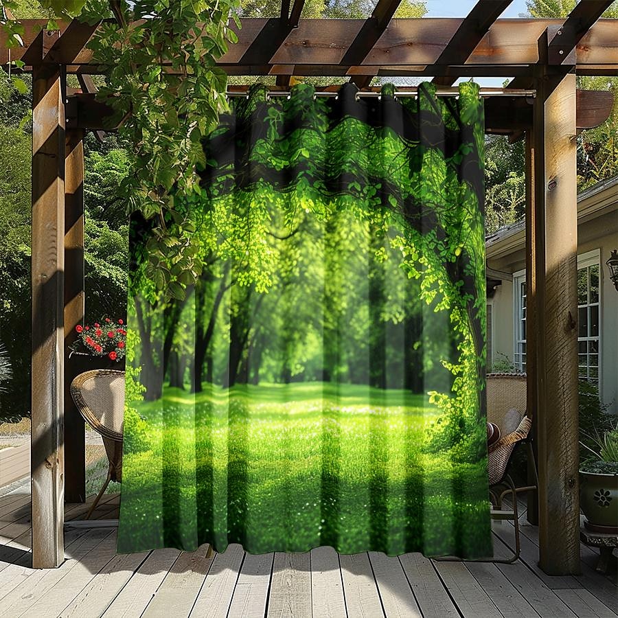 vattentät utomhusgardinskydd, utomhusgardiner, skjutbara uteplatsgardiner, pergolagardiner grommet skog för lusthus, balkong, veranda, fest 2025 - $28.99 –P15