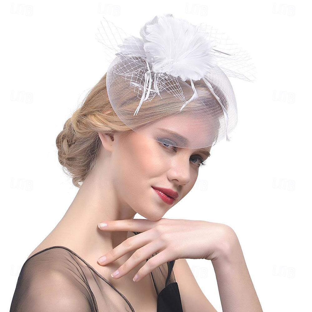 Fascinátory Klobouky Doplňky do vlasů Organza 30. léta Cylindr Závojový klobouk Dostih koktejl Elegantní Vinobraní S Peří Mašličky Přílba Pokrývky Hlavy 2025 - $17.99 –P5
