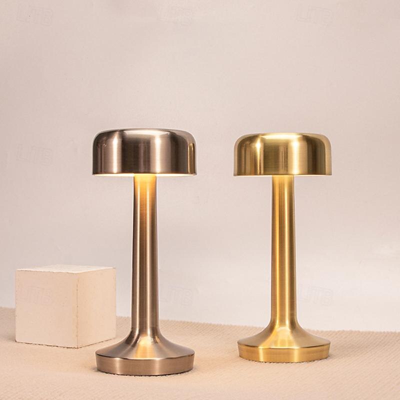 Rechargeable Metal Table Lamp Mushroom Shaped with 3-color Dimming Indoor Bedroom Living Room Atmosphere Desk Lamp USB Rechargeable 2025 - $37.99 –P1