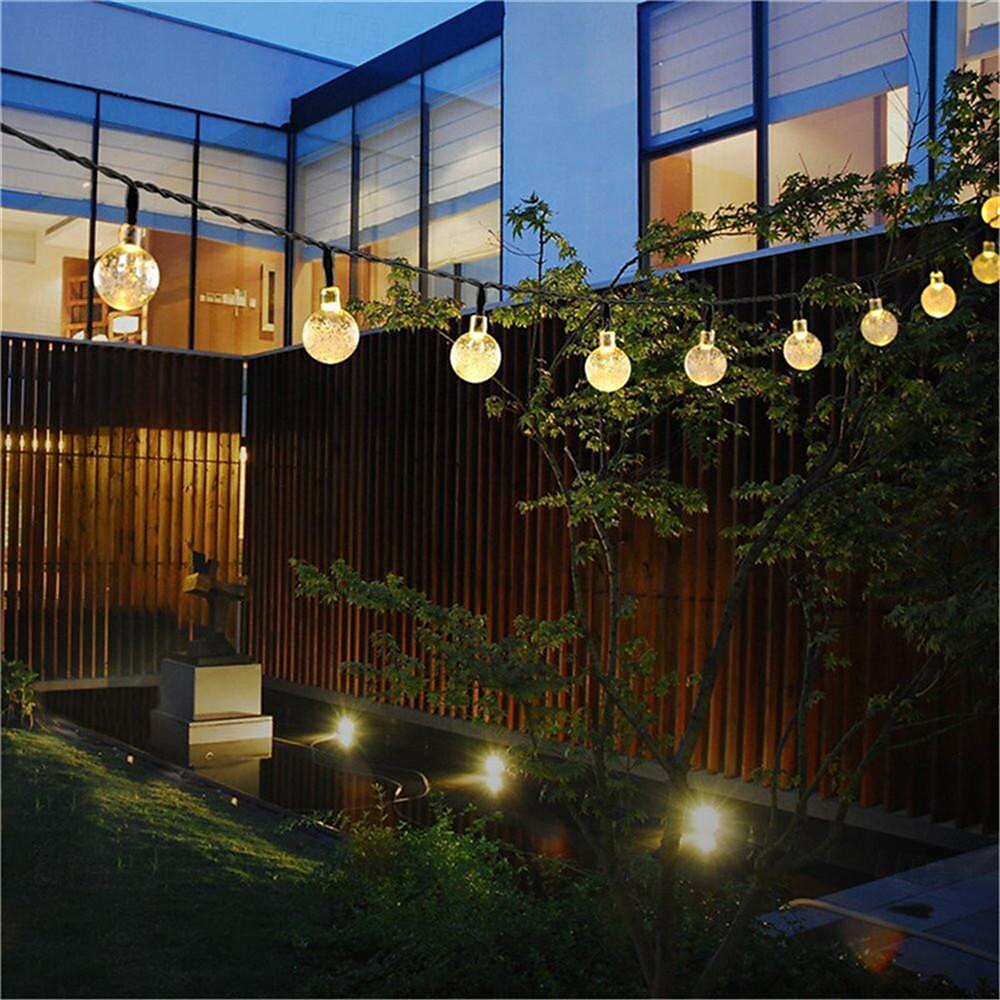 Guirlande lumineuse solaire d'extérieur, 10 m, 50 LED, guirlande lumineuse de Noël étanche avec 8 modes, design boule de cristal pour Noël, jardin, pelouse, porche, belvédère&amp;décor de bistrot de 2025 ? $53.99 –P8