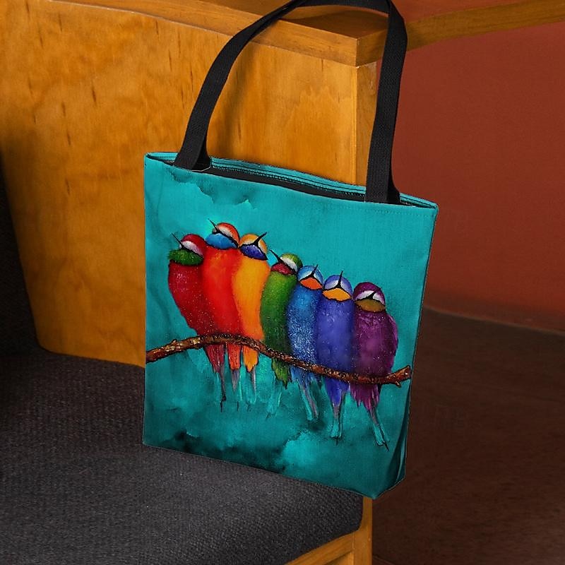 Colorful Birds Print Tote Bag – Artistic Eco-Friendly Reusable Shoulder Bag for Women, Casual Everyday Handbag 2025 - $18.99 –P6