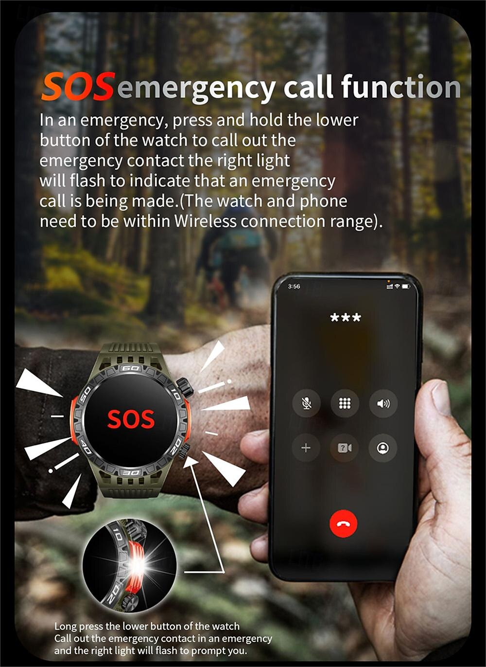 ceas inteligent ht22 ecran de 1,46 inchi apel bluetooth ip68 lanternă cu led rezistentă la apă baterie mare 100 sport gps pistă de fitness ceas inteligent 2025 - $46.99 -P8