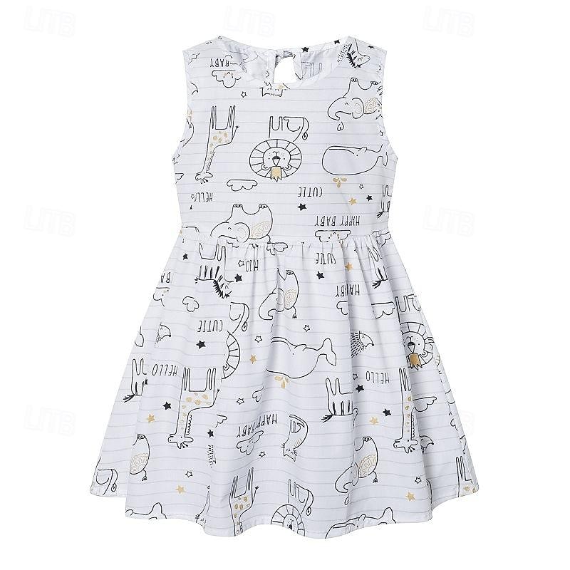 Copii Fete Rochie Grafic Fără manșon Oficial În aer liber Petrecere Modă Drăguţ Nailon Vară Primăvară 4 ani + 8011A-75 floare bogată roz 8011A-73 decal roșu 8011A-74 autocolant albastru 2025 - $8.49 –P3