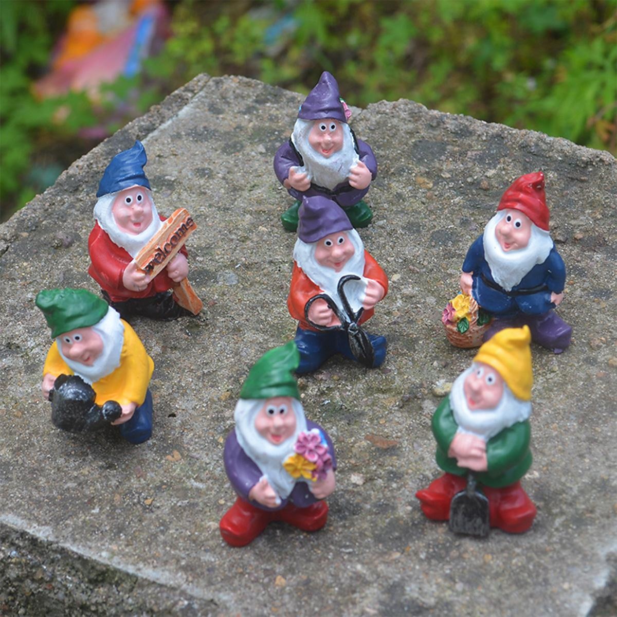 conjunto de siete figuras enanas: decoración del hogar y el jardín, perfectas para decoración de macetas, colección de artesanía de resina 2025 - $17.99 –P6