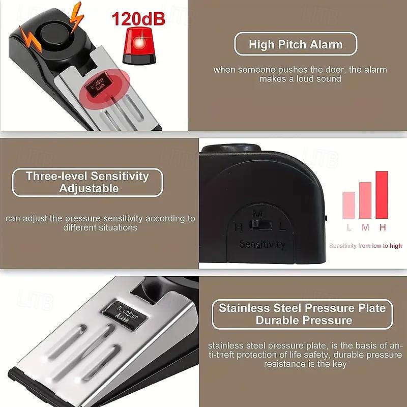 120dB Security Door Stop Alarm - Portable Safety Device forHome Hotel & Travel 2025 - $12.99 –P6