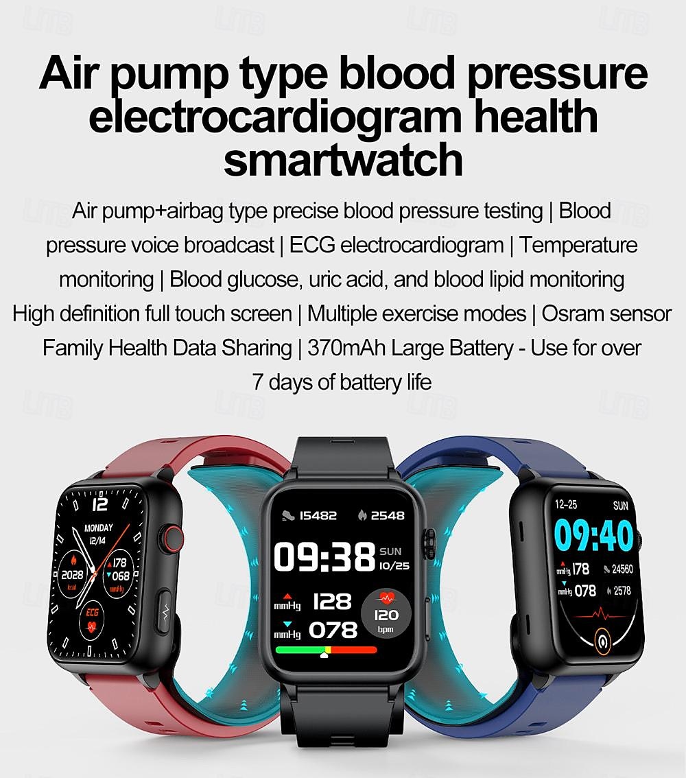 696 TK63 Умные часы 1.91 дюймовый Смарт Часы Bluetooth ЭКГ + PPG Контроль температуры Педометр Совместим с Android iOS Мужчины Хендс-фри звонки Напоминание о сообщении Пользовательский набор IP 67 2025 - $144.99 –P1