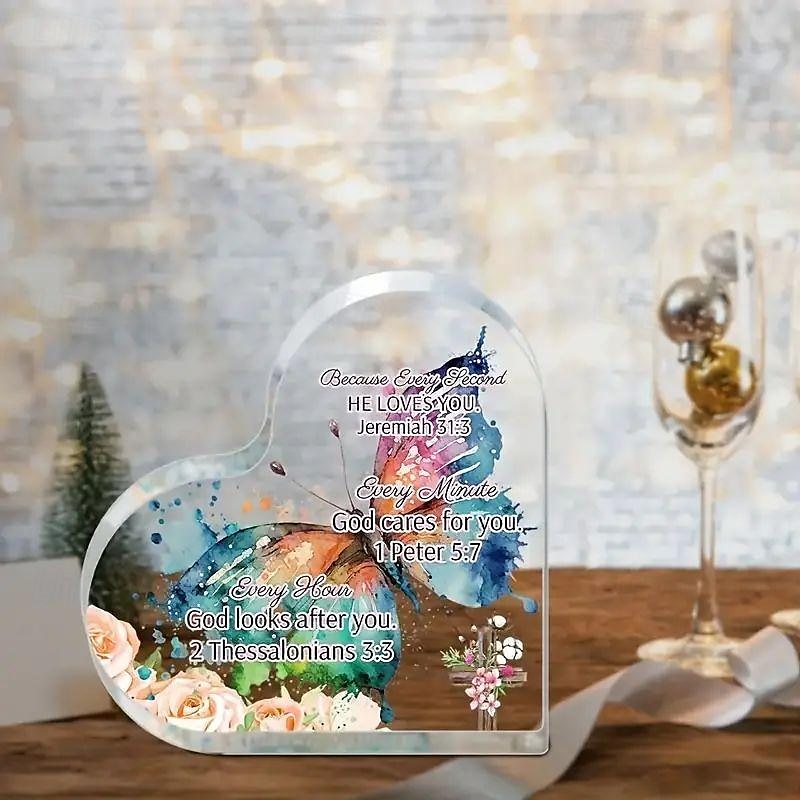 Placca a cuore in acrilico Regali cristiani per donne uomini Fede Natale Fermacarte in acrilico Regali religiosi di ispirazione Decorazioni per la casa Decorazioni per la camera Decorazioni per la del 2025 a €8.35 –P2
