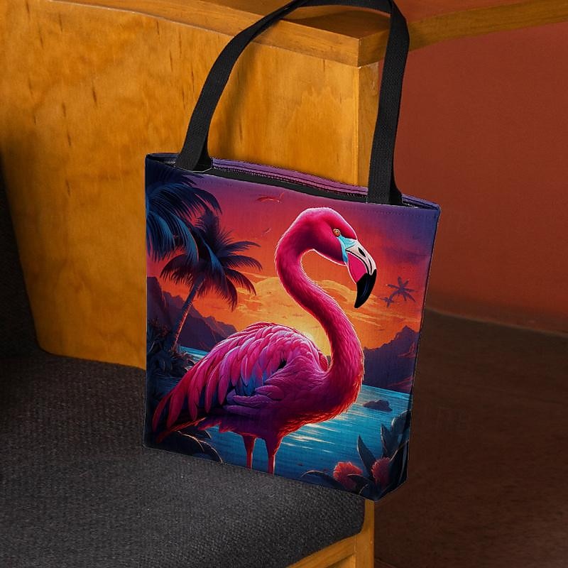 Mujer Bolso Tote Bolsa de hombro Bolsa de lona Poliéster De Compras Diario Festivos Impresión Gran Capacidad Plegable Ligero Flamenco Rojo claro Azul Fucsia 2025 - $19.99 –P5