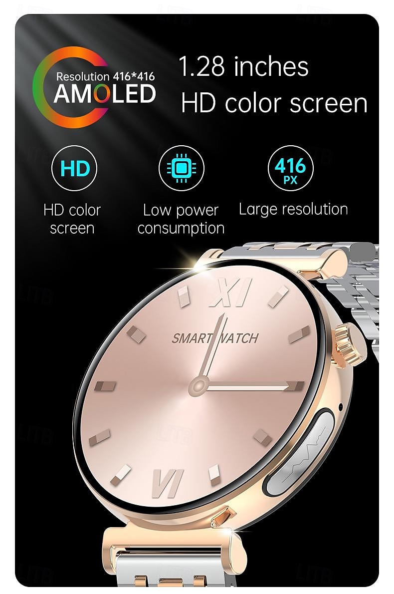 dames amoled smartwatch: 1,28” display met ecg, ppg & uitgebreide gezondheidsmonitoring 2025 - $75.99 –P2