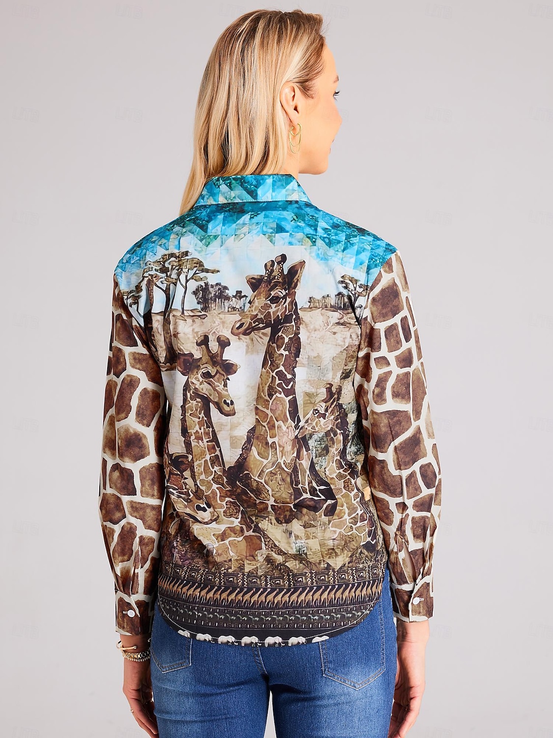 Camicia da donna Marrone Animale Giraffa Bottoni Stampa Maniche Lunghe Quotidiano Weekend Camicia Base Collo Regolare S del 2025 a $23.99 –P2