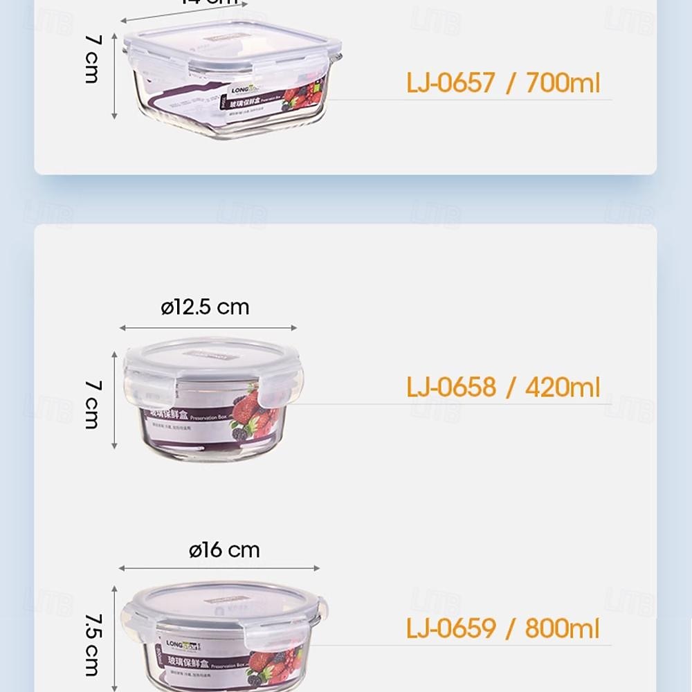 High Borosilicate Glass Lunch Box Meal Prep Containers Glass Food Storage Containers With Lids Kitchen Storage & Organization 2025 - $11.99 –P8