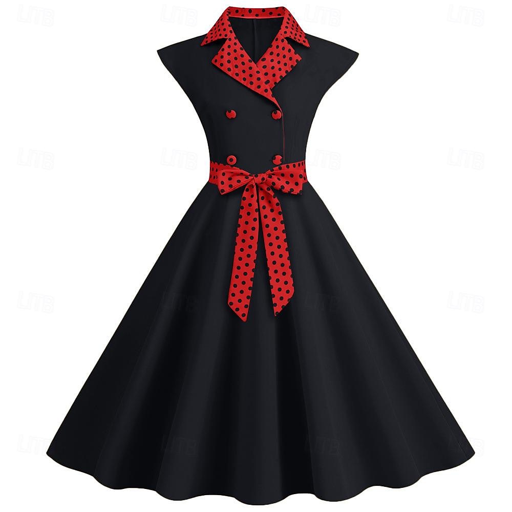 Retro / vintage 1950 rockabilly Rochii Rochie leagăn Buline Pentru femei Carnaval Mascaradă Purtare Zilnică Petrecerea Burlăcițelor Adulți Rochie Rochii de acasă 2025 - $24.99 –P7