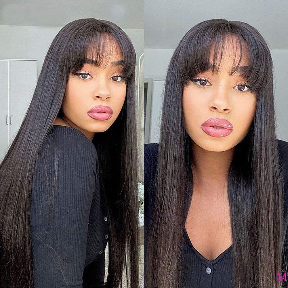 parrucche diritte seriche per capelli umani con frangia vergine brasiliana nessuna parrucche anteriori in pizzo parrucche fatte a macchina per le donne nere colore naturale del 2025 a $86.99 –P4