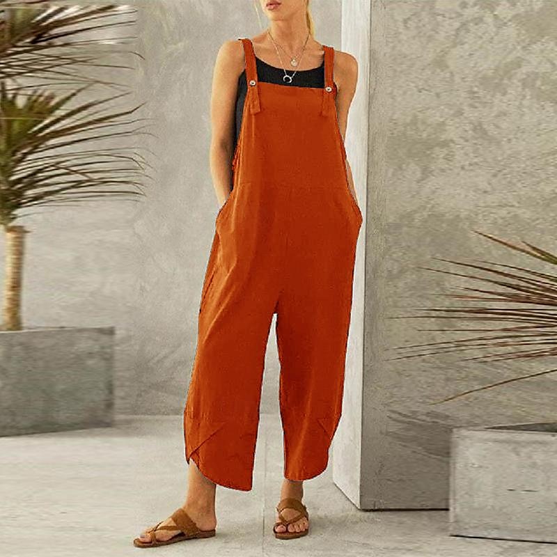 Women's Normal Overall Dungarees Holiday Solid Color Sleeveless Sleeveless Straight Square Neck Pocket Vacation Dailywear Loose Fit Black Army Green Red Spring 2025 - $18.99 –P9