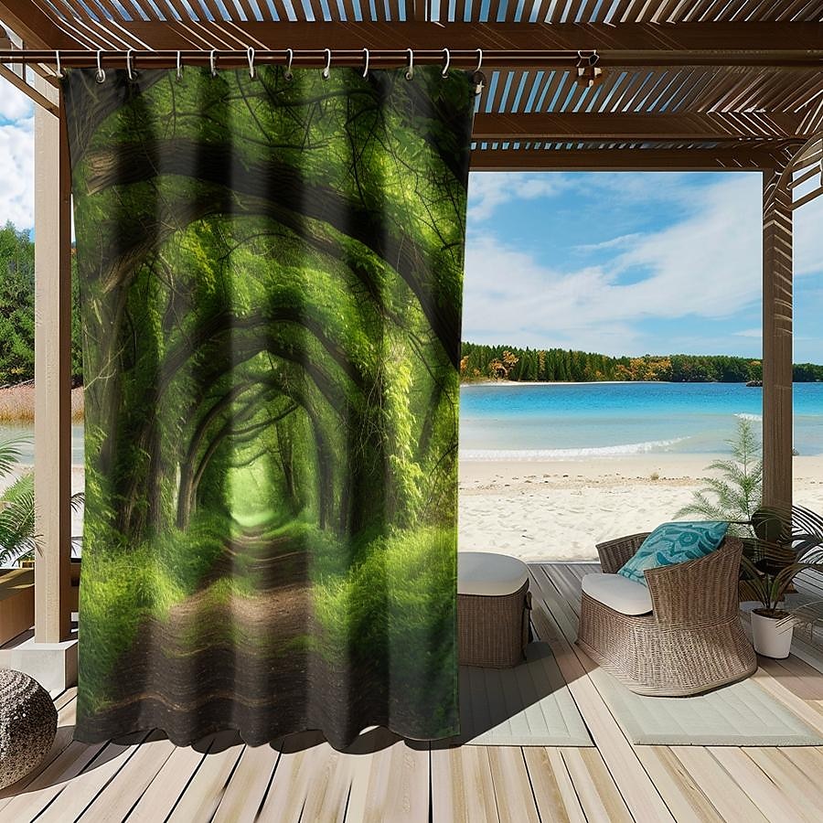 vattentät utomhusgardinskydd, utomhusgardiner, skjutbara uteplatsgardiner, pergolagardiner grommet skog för lusthus, balkong, veranda, fest 2025 - $28.99 –P10