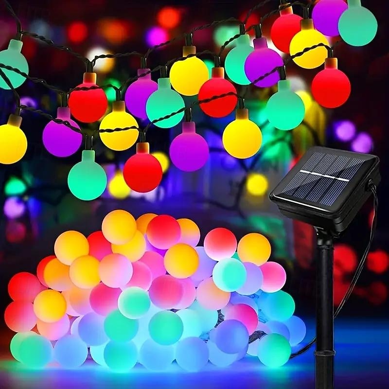 led napelemes golyósoros lámpák 8 világítási mód 30/50/100 led kültéri vízálló lámpák nyaraláshoz udvari gyep kerti erkély esküvői kemping party dekoráció 2025 - $12.99 –P1