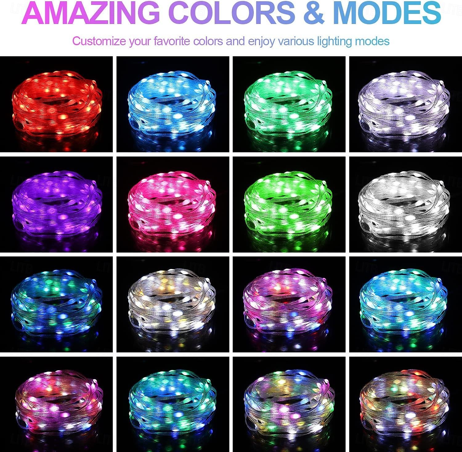2025年 スマートフェアリーストリングライト、アプリ制御のLEDストリングフェアリーライト、リモコン付き、RGB LEDトゥインクルライト、音楽同期、クリスマスパーティーライト、クリスマスウェディングルーム、ベッドルーム、パーティーイベント、ホームデコレーション  コレクション – $18.49 –P2