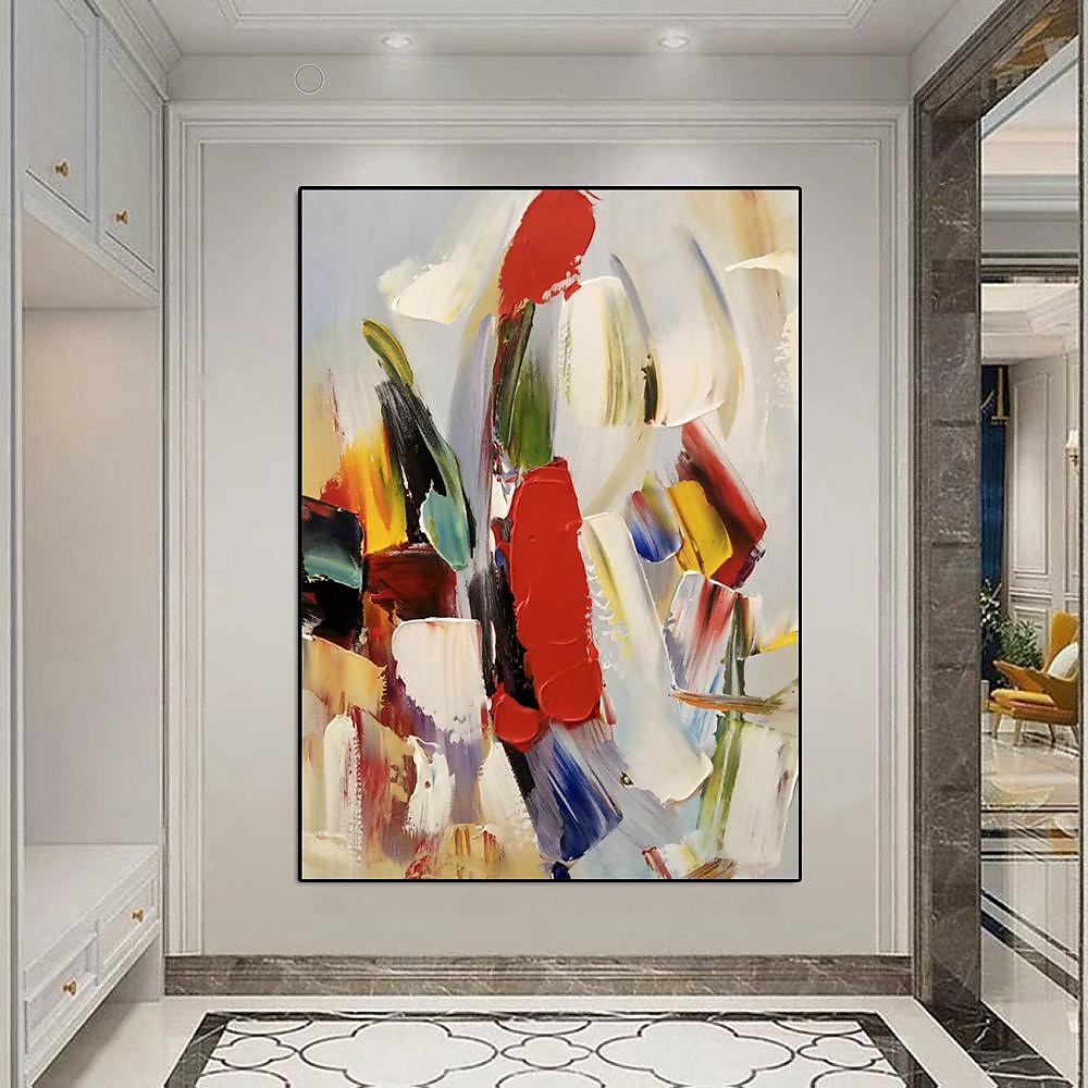 Buntes Gemälde auf Leinwand, handgemalt, moderne abstrakte Kunst, Acrylgemälde, handgemalte Wandkunst, abstraktes Messergemälde, übergroße Wandkunst auf Leinwand, große Wandkunstgemälde 2025 - $116.99 –P3