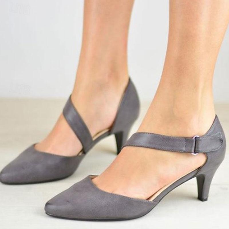 Pentru femei Tocuri Pantofi pumps Pantofi rochie Petrecere În aer liber Zilnic Toc Mic Vârf ascuțit Modă minimalism Imitație Piele Curea Gleznă Negru Alb Albastru 2025 - $46.99 –P5