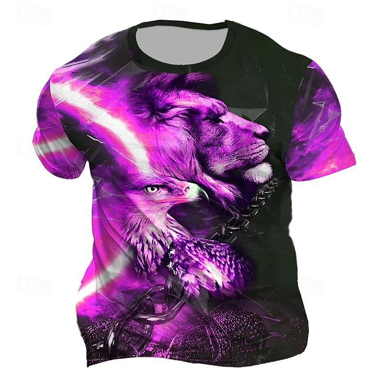 Per uomo Animali Leone maglietta Manica corta maglietta Stampa 3D Girocollo Camicia Giornaliero Originale Retrò vintage Sportivo Per eventi Per uscire Blu Viola Marrone Primavera estate Abbigliamento del 2025 a $15.99 –P7