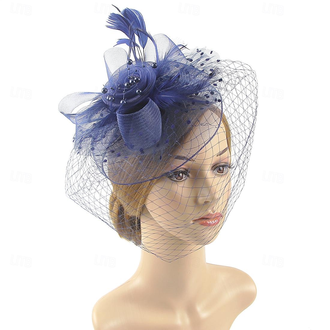 Fascinátory Klobouky Doplňky do vlasů Organza Se širší krempou Cylindr Závojový klobouk Dostih koktejl Elegantní Vinobraní S Peří Mašličky Přílba Pokrývky Hlavy 2025 - $21.99 –P5