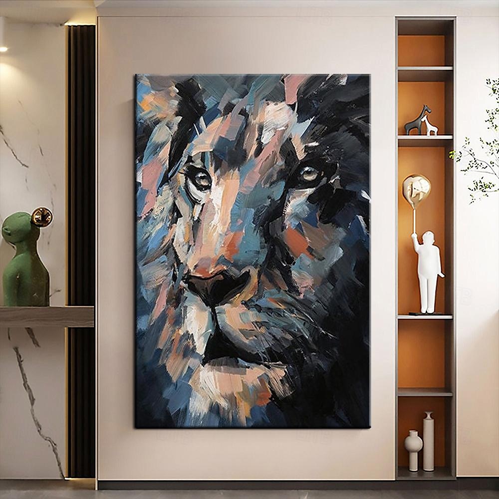 Großes Löwen-Ölgemälde auf Leinwand, handgemaltes Tiger-Abstraktes Tier-Leinwandgemälde, Wandkunst, modernes impressionistisches Löwen-Kunstwerk, Bild für Wohnzimmer, Schlafzimmer, Wand, 2025 - $108.99 –P1