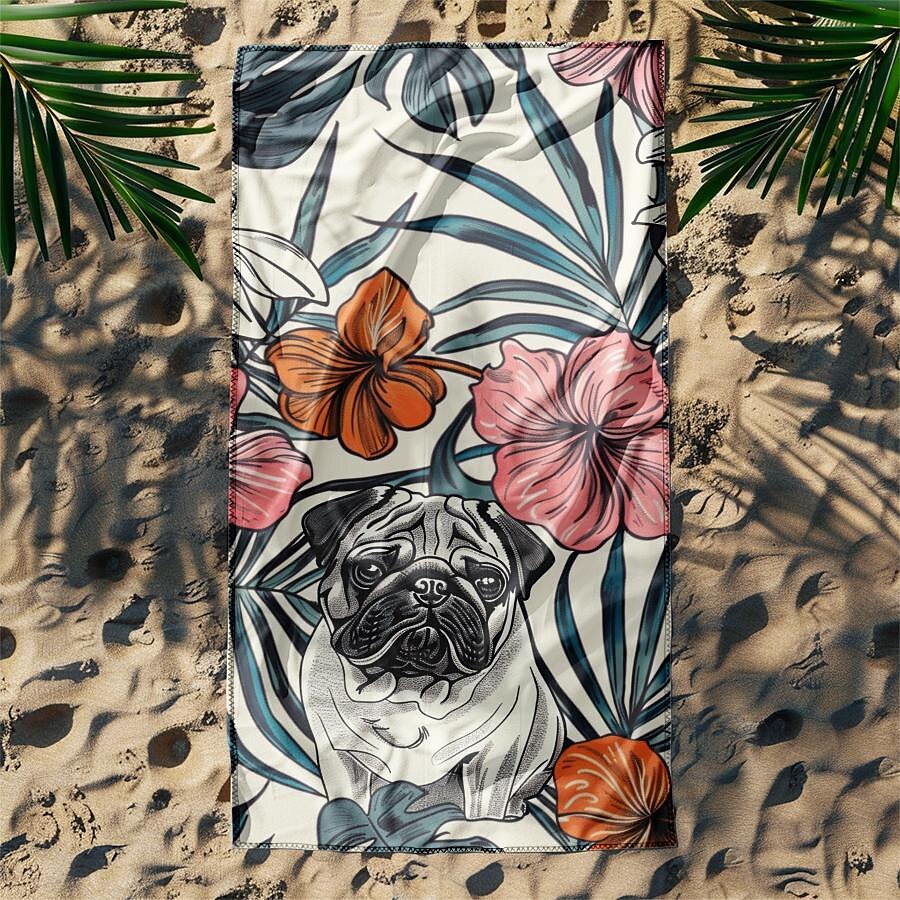 homokálló strandtörölköző puha huzatú takaró trópusi mopsz nagy 3d mintás mintás törölköző fürdőlepedő strandlepedő takaró klasszikus 100% mikroszálas kényelmes takarók 2025 - $10.99 –P5