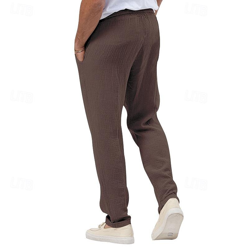 Pánské Kalhoty Plážové šortky Kalhoty pro volný čas Kalhoty Seersucker Šňůrky Elastický pas Straight-Leg Bez vzoru Pohodlné Prodyšné Denní Dovolená Streetwear Módní Na běžné nošení Černá Bílá 2025 - $20.99 –P20
