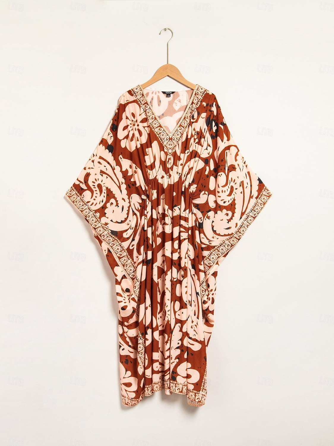 caftan midi en mousseline à imprimé cachemire bohème et col en V de 2026 ? $102.99 –P9