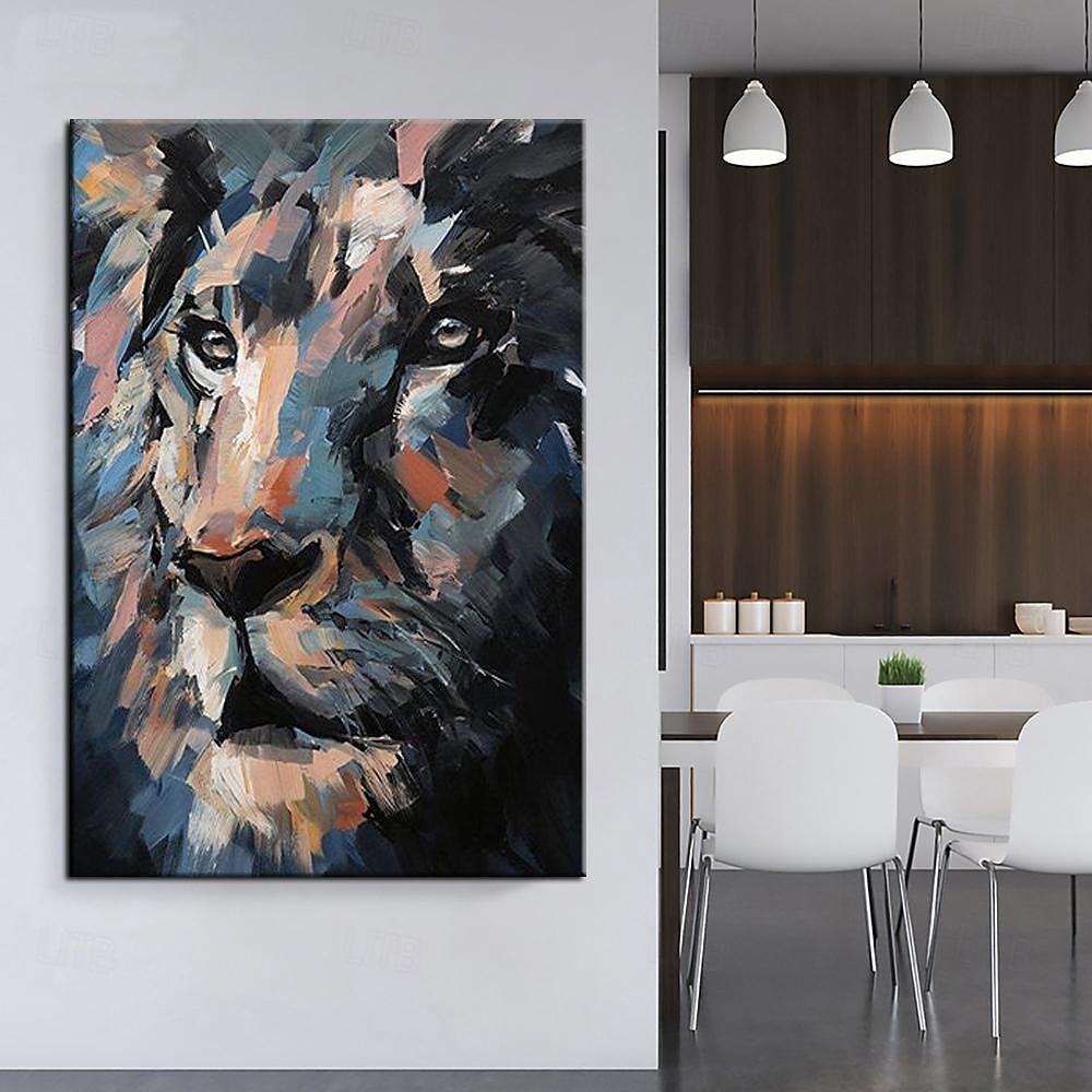 Großes Löwen-Ölgemälde auf Leinwand, handgemaltes Tiger-Abstraktes Tier-Leinwandgemälde, Wandkunst, modernes impressionistisches Löwen-Kunstwerk, Bild für Wohnzimmer, Schlafzimmer, Wand, 2025 - $108.99 –P5
