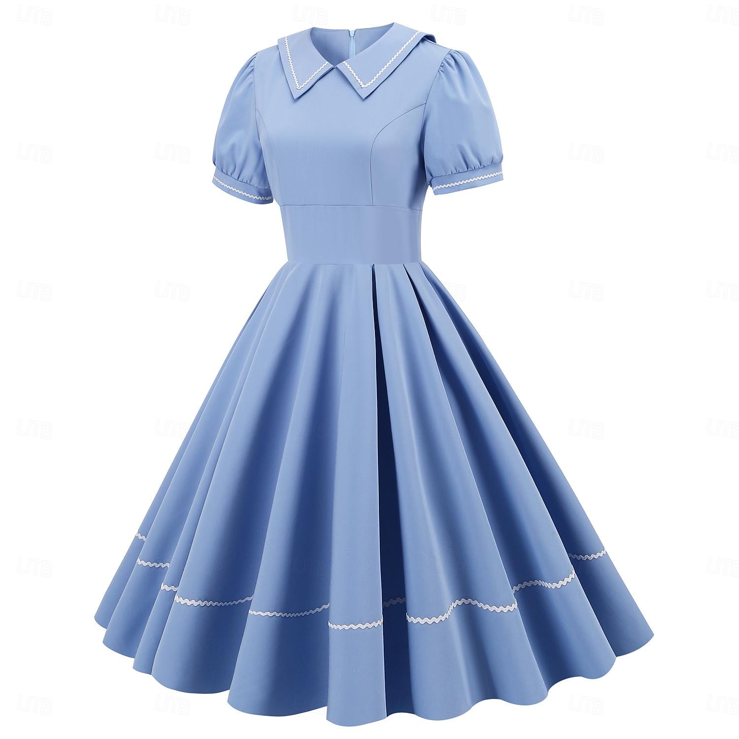 Jaren '50 Retro vintage Middag Swing Jurk Flare Jurk Korte mouwen Wijd uitlopend Kostuum Dames Carnaval Valentijnsdag Casual Schoolfeest Retro themafeest Volwassenen Kleding Lente zomer 2026 - $52.99 –P5