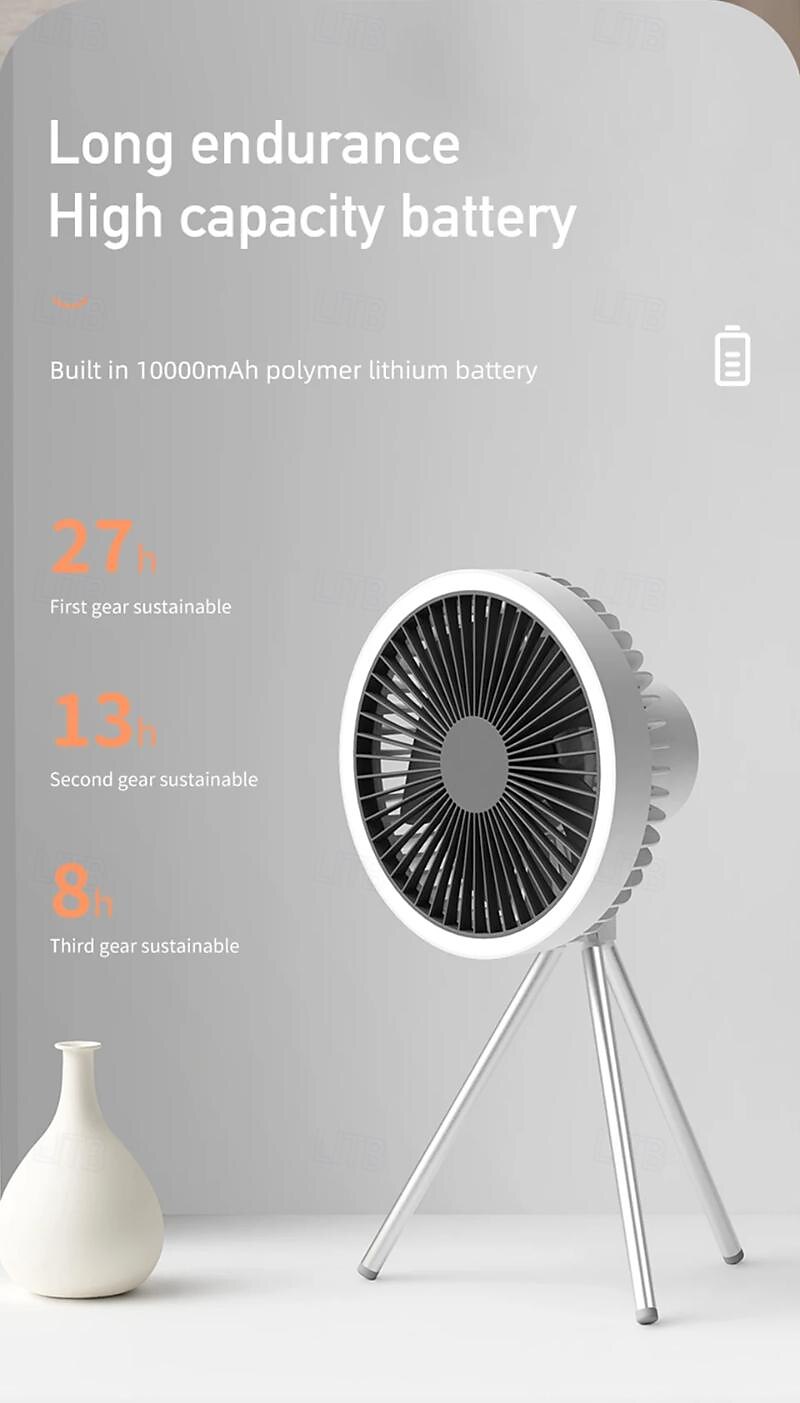 Portable Camping Fan – Rechargeable Battery Operated USB Fan with LED Light and Hook for Tent, Outdoor, Emergency Use 2025 - $48.99 –P8