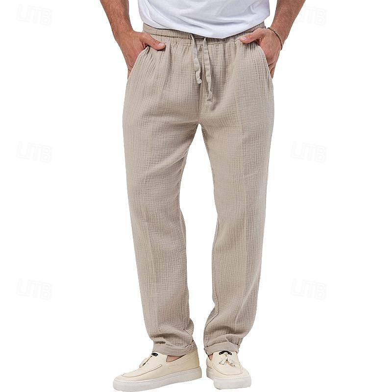 Pánské Kalhoty Plážové šortky Kalhoty pro volný čas Kalhoty Seersucker Šňůrky Elastický pas Straight-Leg Bez vzoru Pohodlné Prodyšné Denní Dovolená Streetwear Módní Na běžné nošení Černá Bílá 2025 - $20.99 –P15
