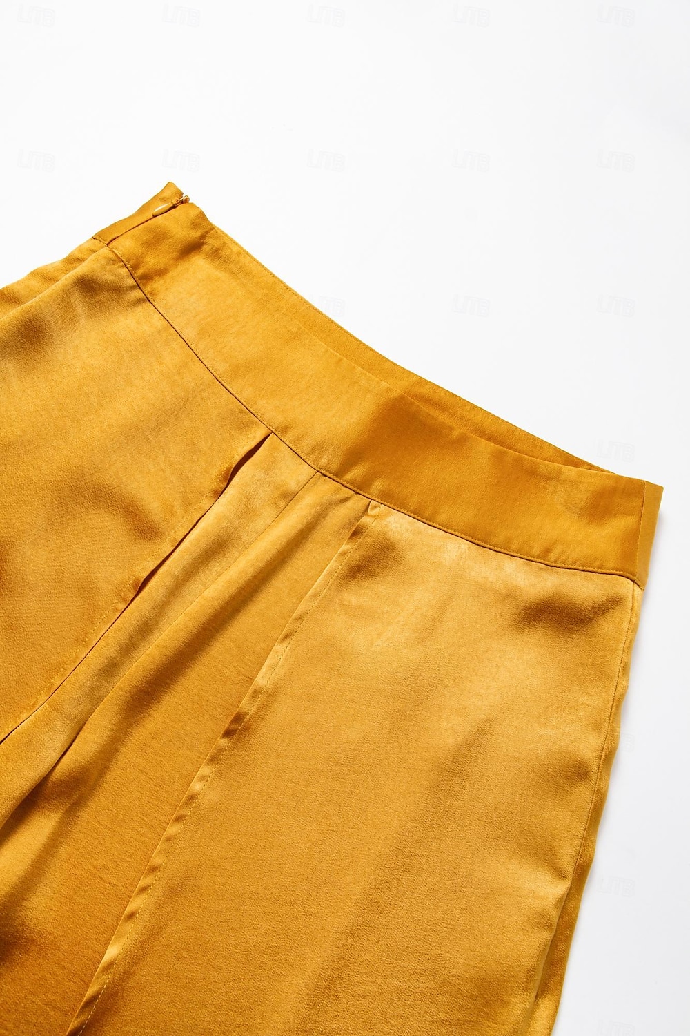 pantaloni alti casual con volant in raso del 2025 a $5.59 –P10