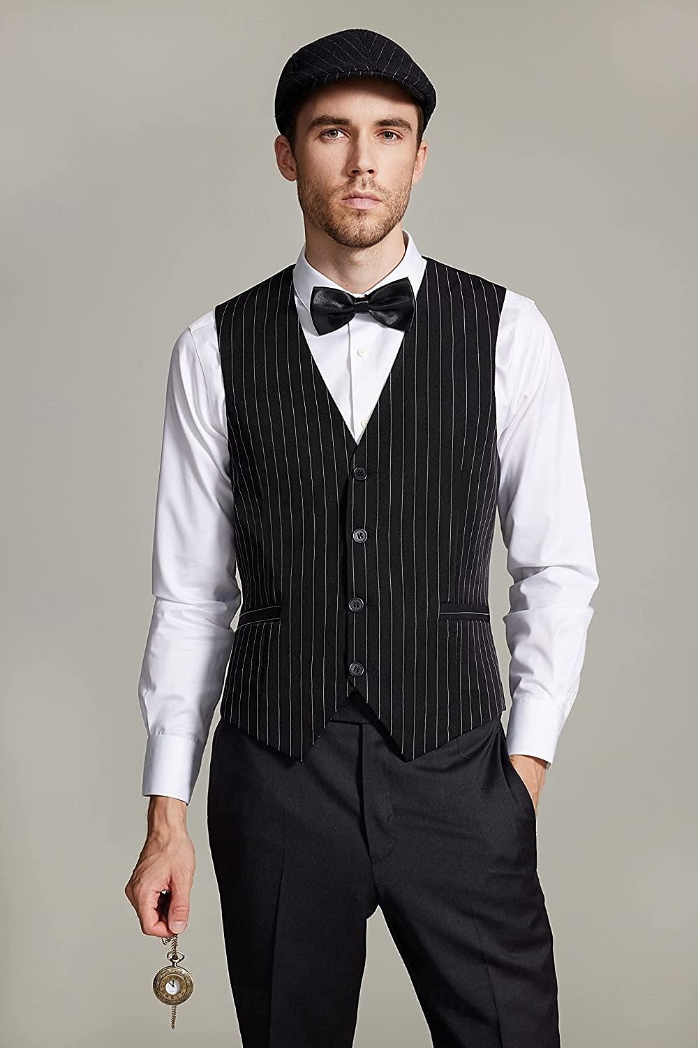 Rugido 20s 1920s Retro Antiguo Accesorios Chaleco Sombrero de panamá El gran Gatsby Caballero Gángster Moda Disfraz Hombre Navidad Víspera de Todos los Santos Carnaval Fiesta de baile Despedida de 2026 - $44.99 –P5
