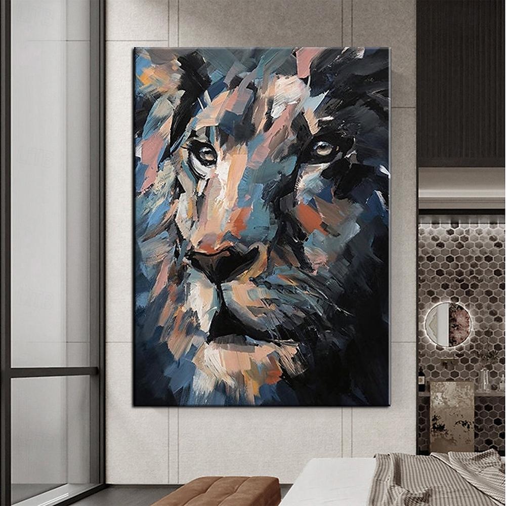 Großes Löwen-Ölgemälde auf Leinwand, handgemaltes Tiger-Abstraktes Tier-Leinwandgemälde, Wandkunst, modernes impressionistisches Löwen-Kunstwerk, Bild für Wohnzimmer, Schlafzimmer, Wand, 2025 - $108.99 –P3