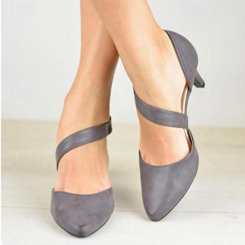 Pentru femei Tocuri Pantofi pumps Pantofi rochie Petrecere În aer liber Zilnic Toc Mic Vârf ascuțit Modă minimalism Imitație Piele Curea Gleznă Negru Alb Albastru 2025 - $46.99 –P6