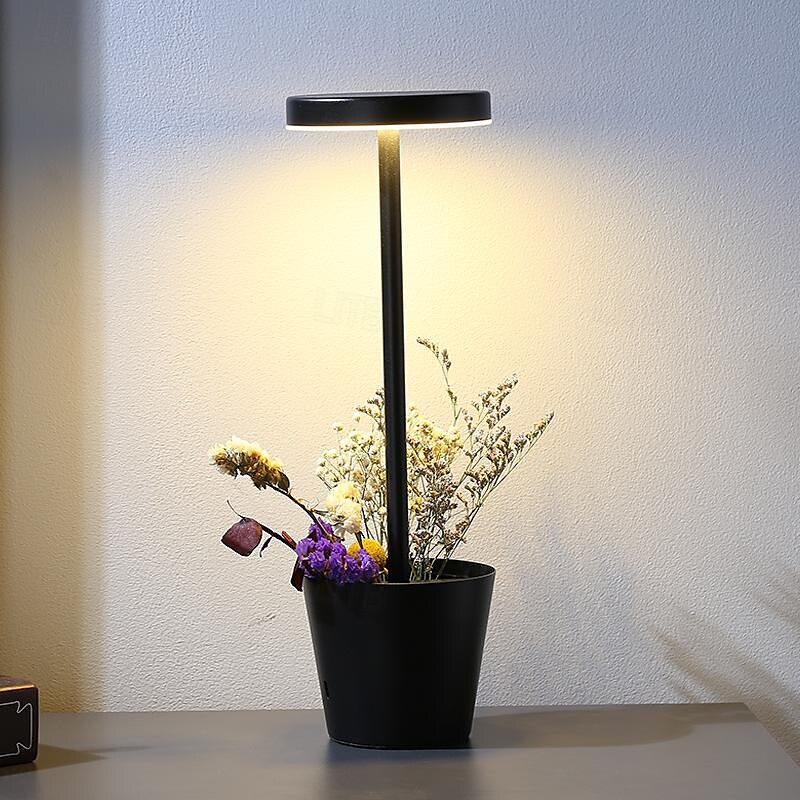 Cordless Table Lamp  with Flower Basket Design  3-Levels Brightness Stepless Dimming Table Light Rechargeable Battery Powered LED Desk Lamp for Restaurant/Home/Patio 2025 - $43.99 –P4