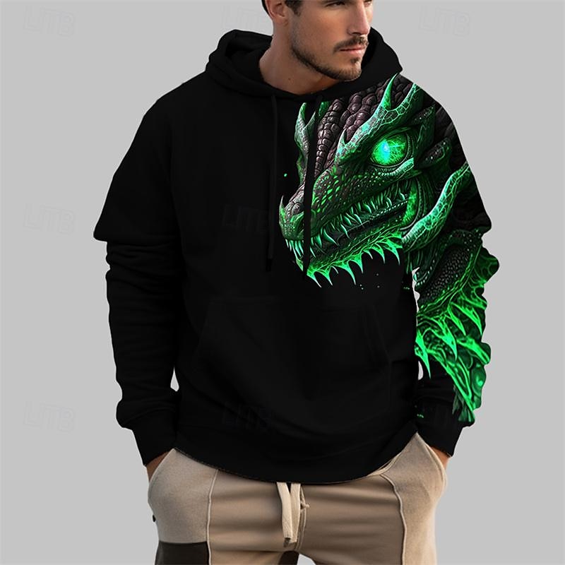 Men's Graphic Dragon Hoodie Hoodies Sweatshirt Hoodie Long Sleeve Hooded Sweatshirt Hooded Fashion 3D Print Sports Outdoor Holiday Vacation Orange Green Print Front Pocket Spring & Fall Designer 2025 - $31.99 –P5