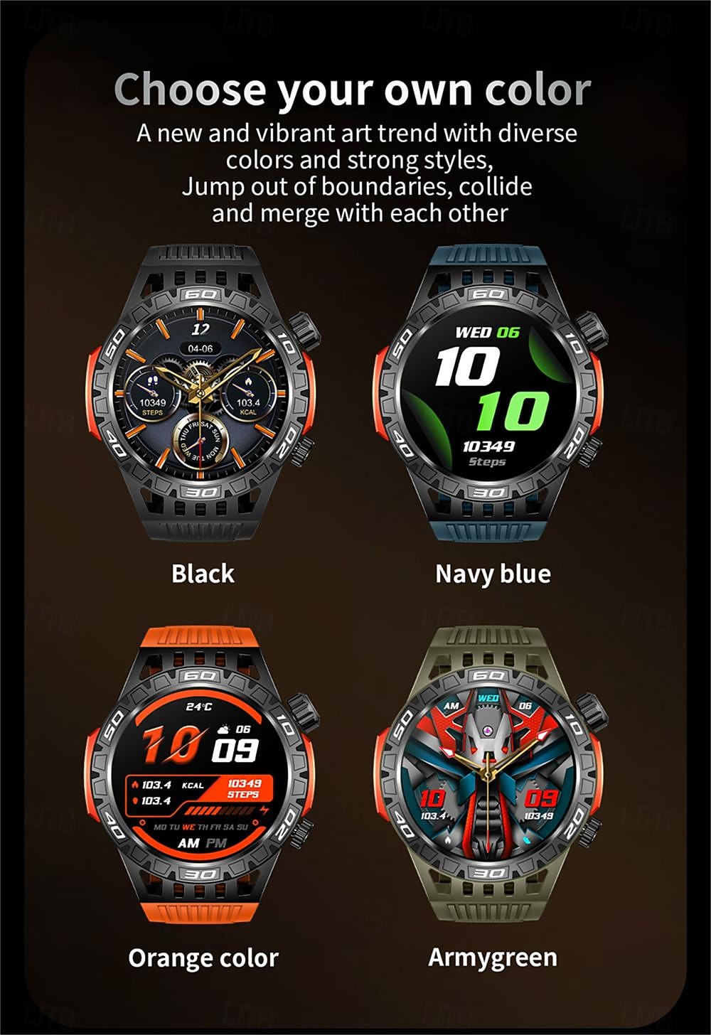 ceas inteligent ht22 ecran de 1,46 inchi apel bluetooth ip68 lanternă cu led rezistentă la apă baterie mare 100 sport gps pistă de fitness ceas inteligent 2025 - $46.99 -P17