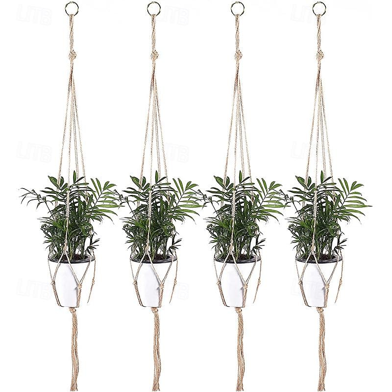 1pc cesto appeso per piante da giardinaggio con borsa a rete per vaso di fiori corda di iuta sospensione fioriera vaso di fiori fatto a mano borsa a rete cestini per piante fatti a mano del 2025 a $21.99 –P4