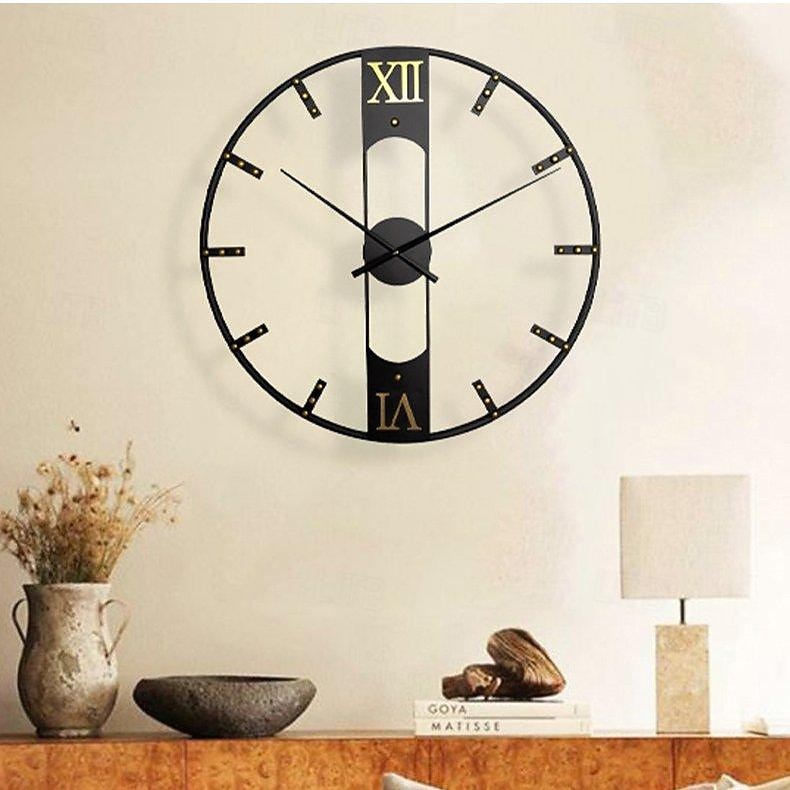 ylellinen iso seinäkello moderni design hiljainen seinäkello kodin sisustus musta metalli kellot olohuoneen sisustus 2026 - $80.99 –P6