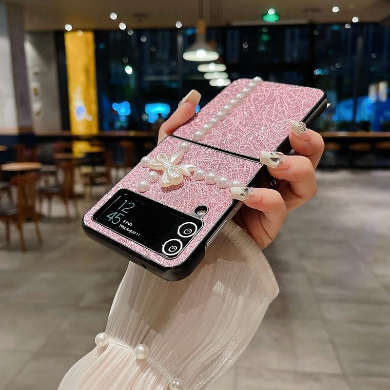 Phone Case For Samsung Galaxy Z Flip 7 Z Flip 6 Z Flip 5 Z Flip 4 Z Flip 3 for Women Girl Bling Glitter Shiny Shockproof Bow tie TPU 2025 - $13.99 –P7