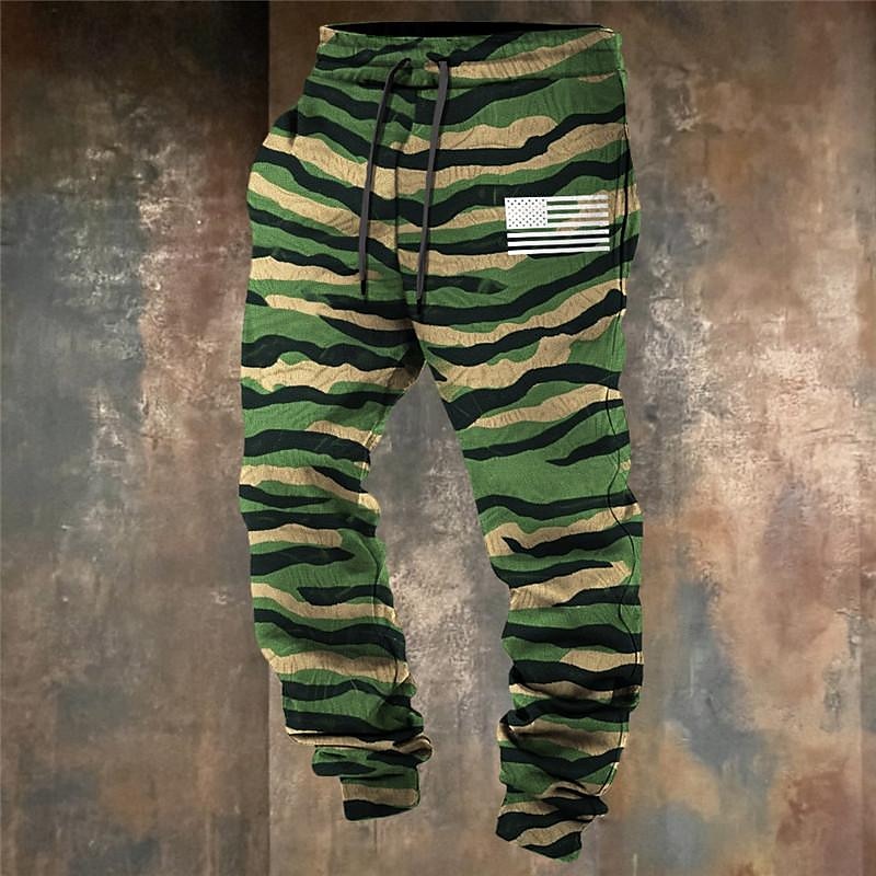 Camouflage mode impression 3d poches latérales pour hommes conception de cordon élastique pantalons de survêtement pantalons de jogging pantalons de sports de plein air & extérieur rue polyester vert de 2025 ? $25.99 –P5