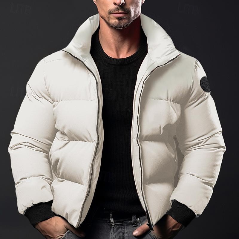 Per uomo Cappotto invernale Giacca invernale Piumino Cerniera Tasche Poliestere Tasche Esterno Appuntamento Casual / quotidiano Standard Di tendenza Informale Tenere al caldo Antivento Inverno Liscio del 2026 a $34.99 –P3