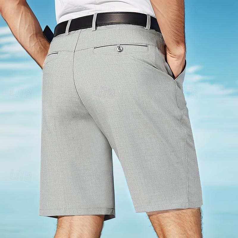 Herren Kleid-Shorts Lässige Shorts Höhenanstieg Einfarbig Atmungsaktiv Leichtgewichtig Knielänge Casual Basic Klassisch weiß grau Schwarz Hoher Taillenbund Unelastisch 2025 - $13.99 –P1